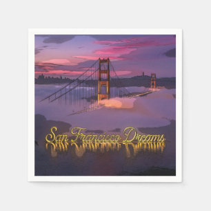 "San Francisco Drömmar" Golden Gate Bridge Solnedg Pappersservett