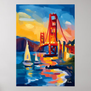 San Francisco Fauvistiskt Stadsscenarium – Golden Poster