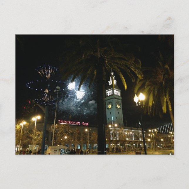 San Francisco Ferry Building Fireworks vykort (Framsida)