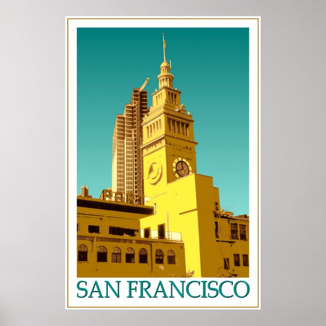 San Francisco Ferry Byggnad Poster - pop Art (Framsidan)
