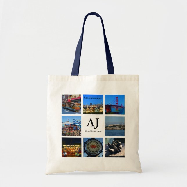 San Francisco Fishermans Wharf Collage #1 Tote Bag Tygkasse (Framsidan)