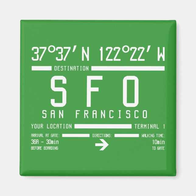 San Francisco-flygplatskod Magnet (Framsidan)