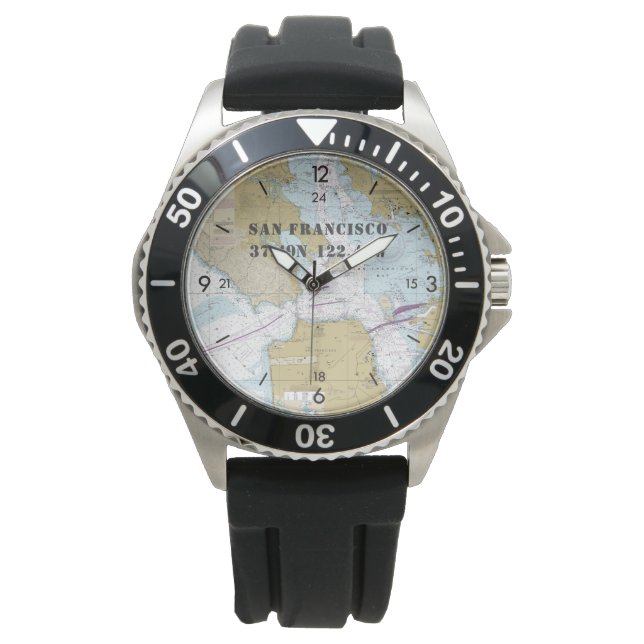 San Francisco för Nautisk Latitude Longitud Boater Armbandsur (Framsida)