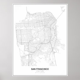 San Francisco, Förenade Stater-Karta Poster