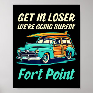 San Francisco Fort Point Surf Girl Kvinnor Män Vin Poster