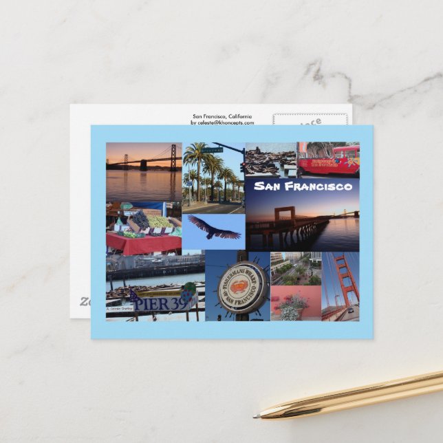 San Francisco fotokollage vykort (Fram/Back In Situ)