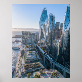 San Francisco Futuristisk Stad Oceanutsikt Poster