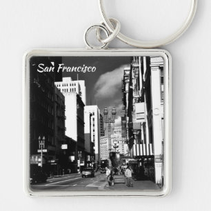 San Francisco Fyrkantig Silverfärgad Nyckelring
