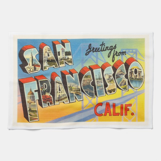San Francisco gammala Kalifornien CA reser Kökshandduk (Horisontell)
