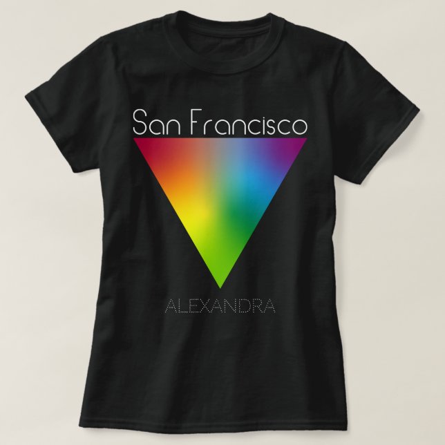 San Francisco Gay LGBT Queer Rainbow Triangle Namn T Shirt (Design framsida)