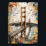 San Francisco Golden Gate Abstract Drip Painting Poster<br><div class="desc">Capture the iconic spirit of the Bay Area with this high-energy abstract portrait of the Golden Gate Bridge. This design reimagines the world-famous suspension bridge through bold, expressive paint drips and thick impasto-style textures. Featuring a striking color palette of deep teal, fiery orange, and crisp white, this piece blends architectural...</div>
