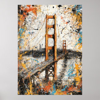 San Francisco Golden Gate Abstract Drip Painting Poster