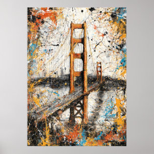 San Francisco Golden Gate Abstrakt Droppmålning Poster