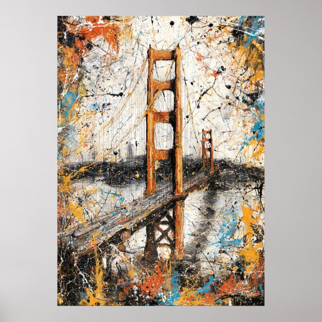 San Francisco Golden Gate Abstrakt Droppmålning Poster (Framsidan)