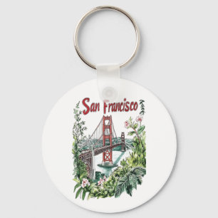 San Francisco Golden Gate Bridge Akvarelldesign Nyckelring