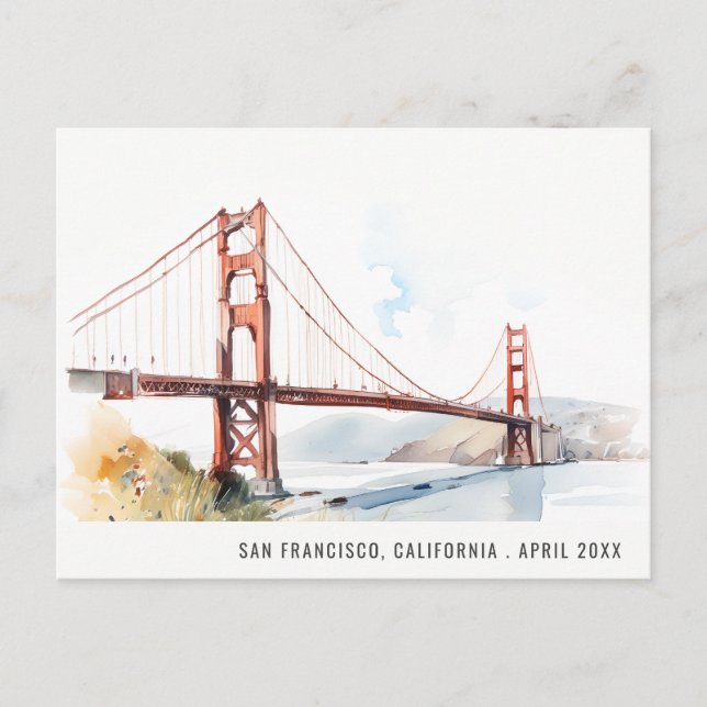 San Francisco Golden Gate Bridge Landscape Travel Helg Vykort (Framsida)