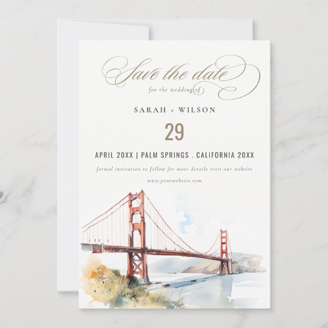 San Francisco Golden Gate Bridge Landscape Wedding Spara Datumet (Framsida)