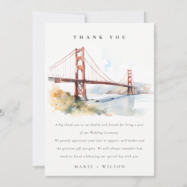 San Francisco Golden Gate Bridge Landscape Wedding Tack Kort (Framsida)