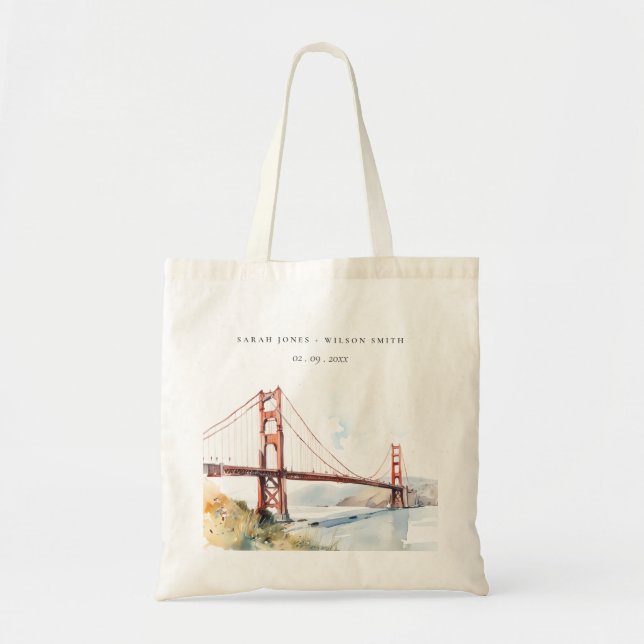 San Francisco Golden Gate Bridge Landscape Wedding Tygkasse (Framsidan)