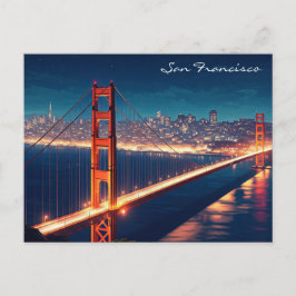 San Francisco Golden Gate Bridge Natt vykort