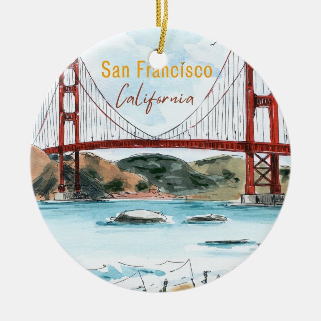 San Francisco Golden Gate Bridge-ornament Julgransprydnad Keramik (Framsidan)