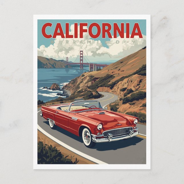 San Francisco Golden Gate Bridge Retro Bil Vykort (Framsida)