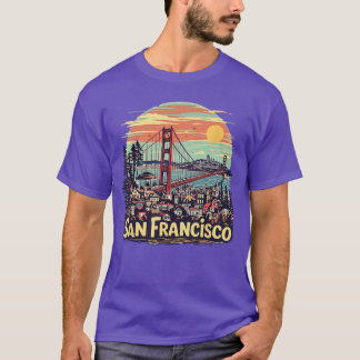San Francisco Golden Gate Bridge Retro Souvenir Vi T Shirt