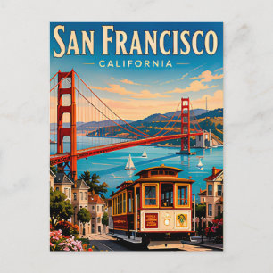 San Francisco Golden Gate Bridge Retro Vykort
