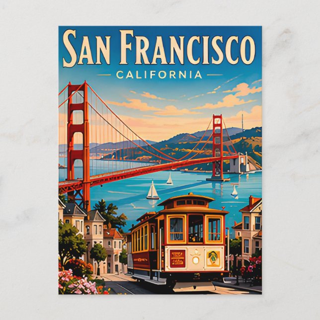 San Francisco Golden Gate Bridge Retro Vykort (Framsida)