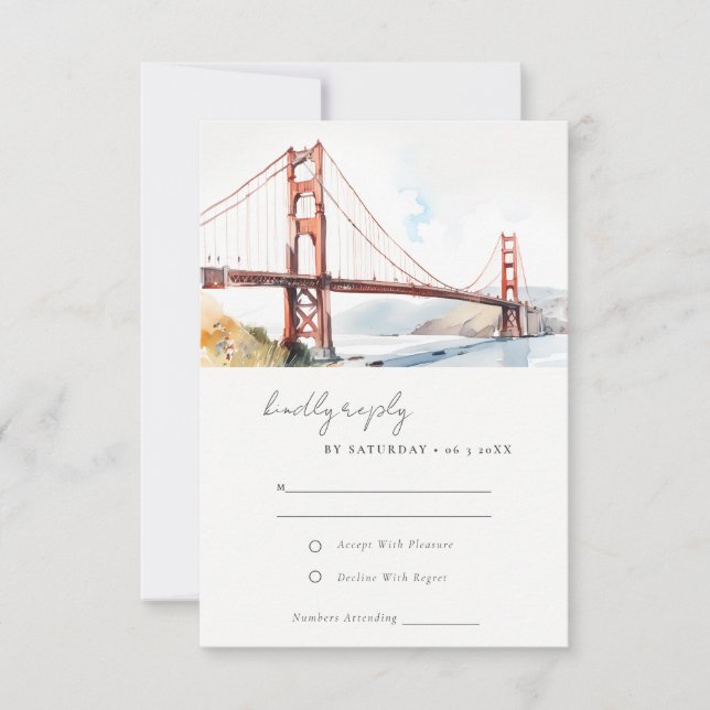 San Francisco Golden Gate Bridge Scape Wedding OSA Kort (Framsida)