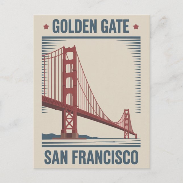 San Francisco Golden Gate Bridge Vintage Vykort (Framsida)