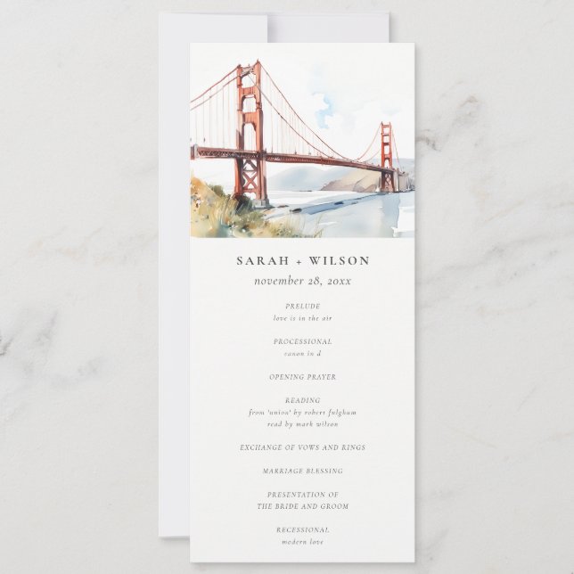 San Francisco Golden Gate Bridge Wedding Program (Framsida)
