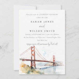 San Francisco Golden Gate Bröllopsjubileum Inbjudningar
