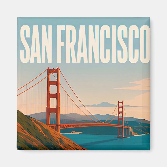 ❤️ San Francisco Golden Gate Resestil ❤️ Magnet (Framsidan)