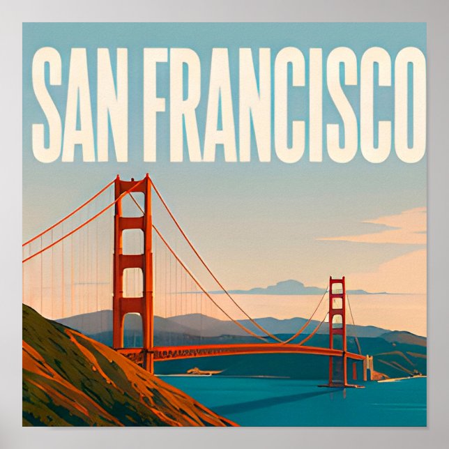 ❤️ San Francisco Golden Gate Resestil ❤️ Poster (Framsidan)