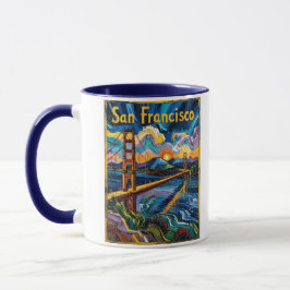 San Francisco Golden Gate Van Gogh Colorful Travel Mugg