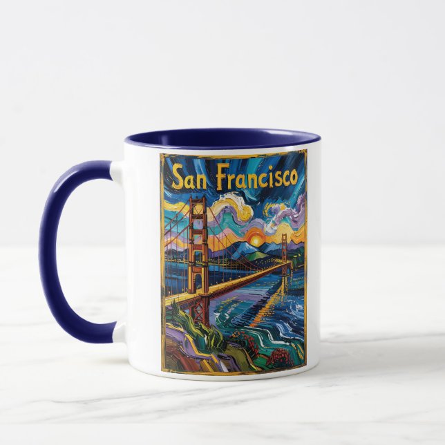 San Francisco Golden Gate Van Gogh Färgglad Resa Mugg (Vänster)