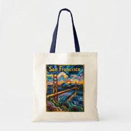 San Francisco Golden Gate Van Gogh Style Art Tygkasse