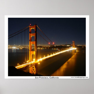 San Francisco Golden Grind Bridge i natt Poster