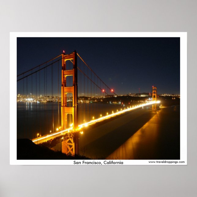 San Francisco Golden Grind Bridge i natt Poster (Framsidan)