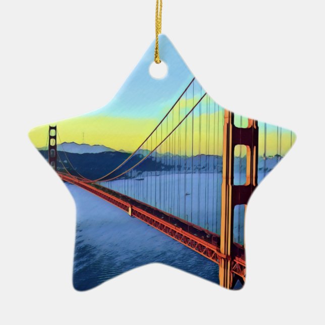 San Francisco - GOLDEN GRIND - Bridge Julgransprydnad Keramik (Framsidan)