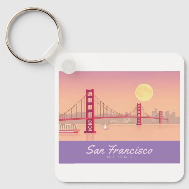 San Francisco Golden Grind Bridge Pastel Travel Nyckelring (Framsida)