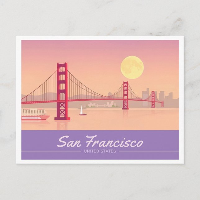 San Francisco Golden Grind Bridge Pastel Travel Vykort (Framsida)
