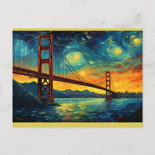 San Francisco Golden Grind Bridge Starry Night Vykort