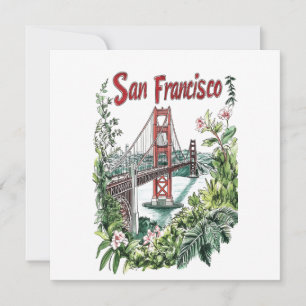 San Francisco Golden Grind Bridge Watercolor Desig Julkort
