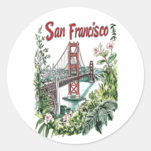 San Francisco Golden Grind Bridge Watercolor Desig Runt Klistermärke