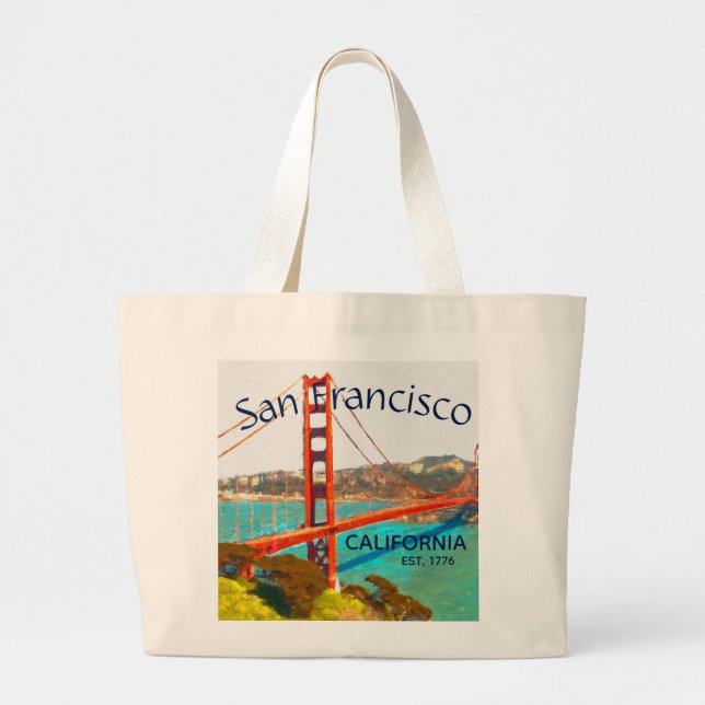 San Francisco GoldenGate Tote Bag Jumbo Tygkasse (Framsidan)