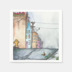 San Francisco-grannskap, vattenfärg Pappersservett