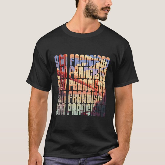 San Francisco Iconic Golden Grind Bridge Shoreline T Shirt (Framsida)