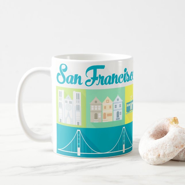 San Francisco Icons Iconic Souvenir Modern Bright Kaffemugg (Med munk)